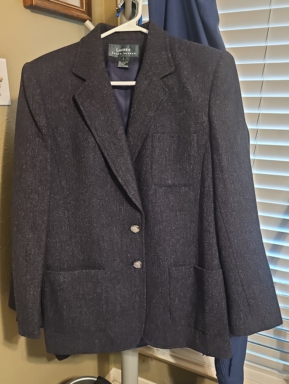 Lauren Ralph Lauren Dark Navy Speckled Tweed Blazer